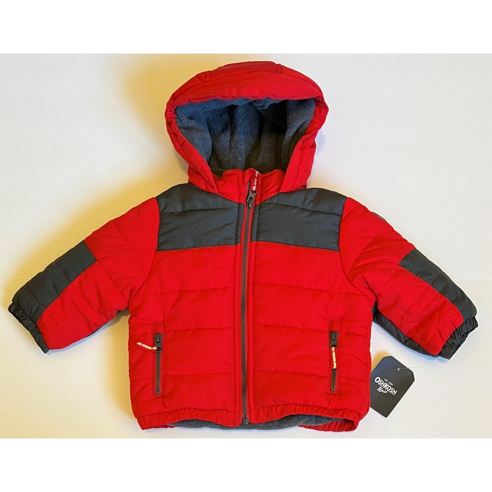 NEW - OSHKOSH B'GOSH - Red Lined Coat Jacket - Baby 12 Months - Picture 3 of 7